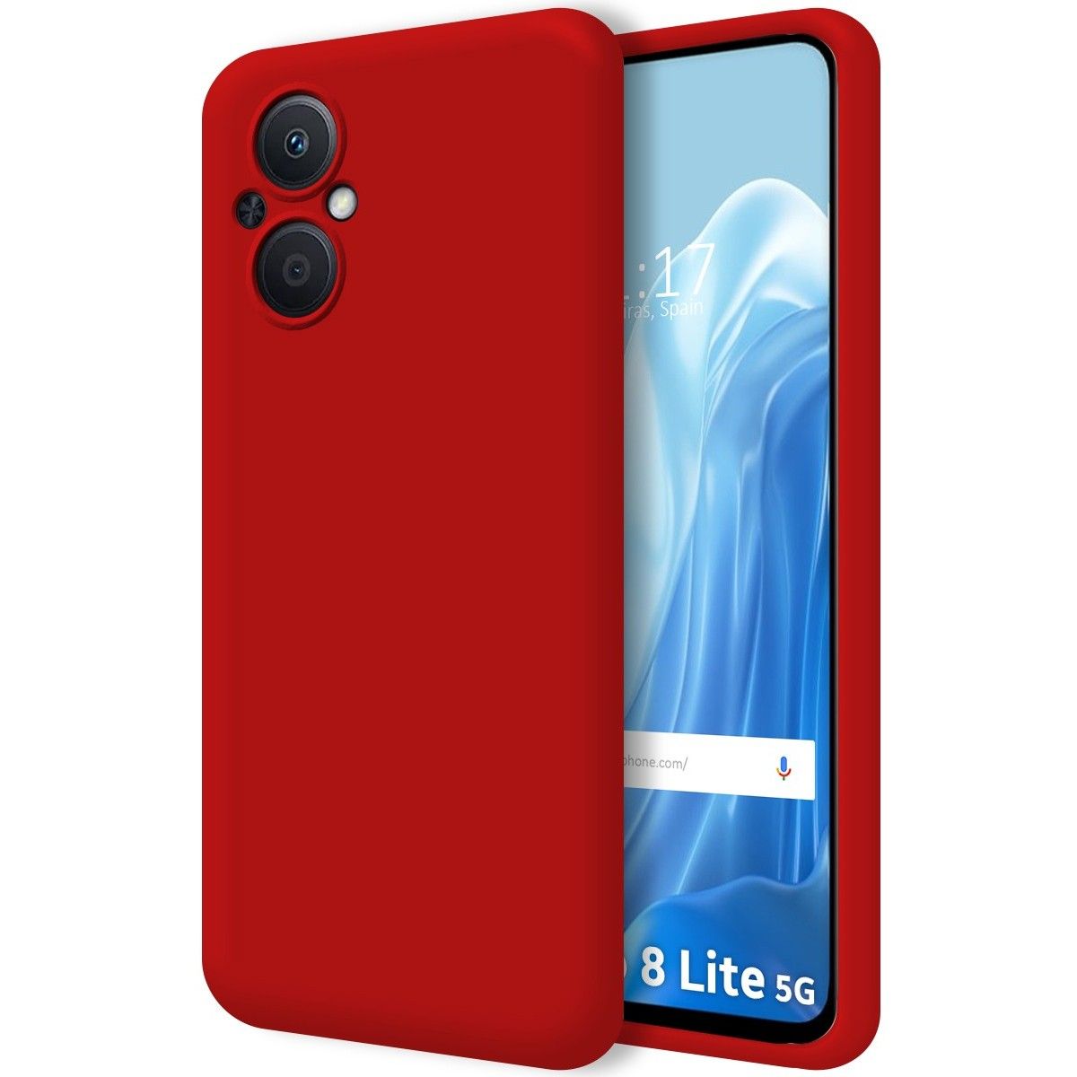 Funda Silicona Líquida Ultra Suave para Oppo Reno 8 Lite 5G color Roja