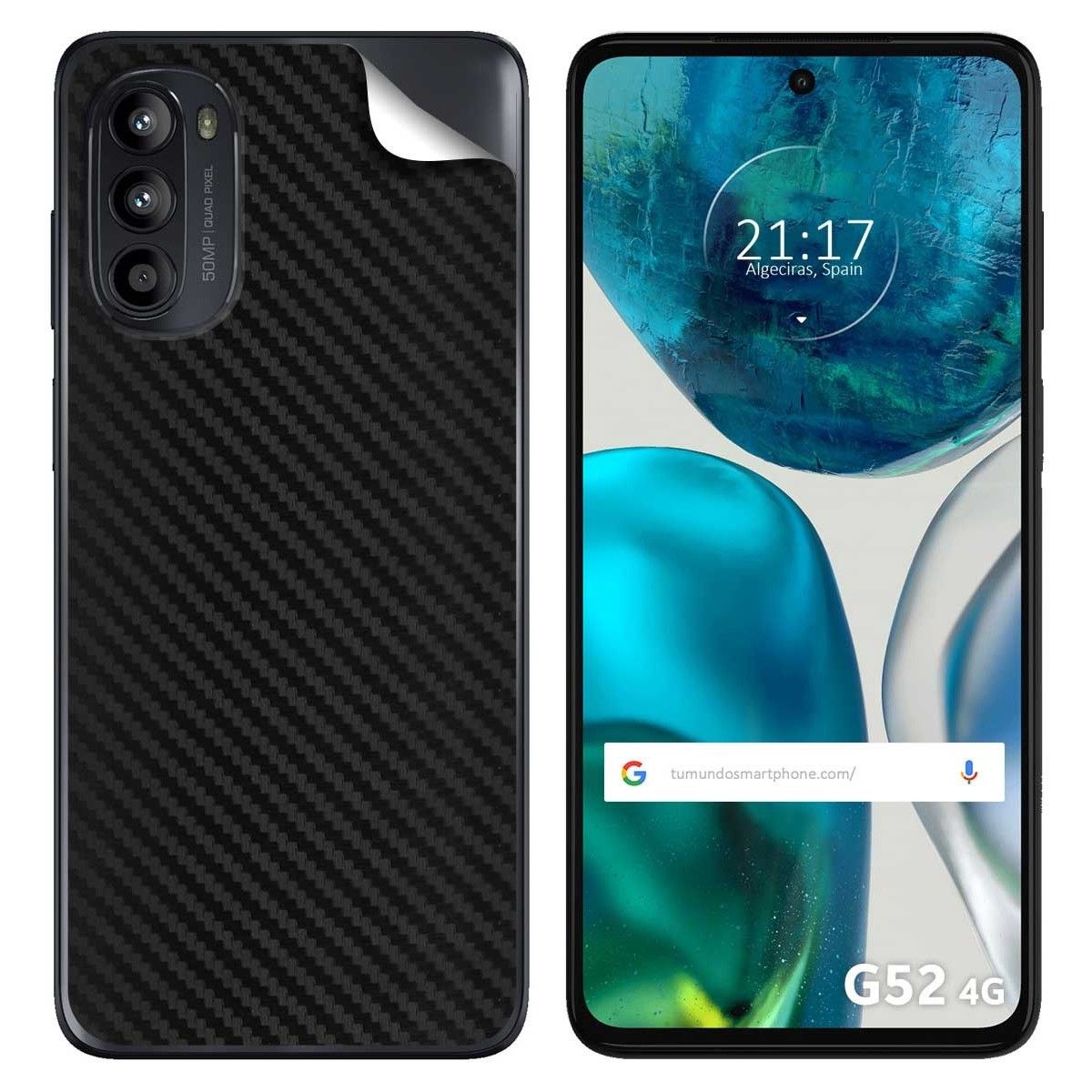 Pegatina Vinilo Autoadhesiva Textura Carbono para Motorola Moto G52 4G