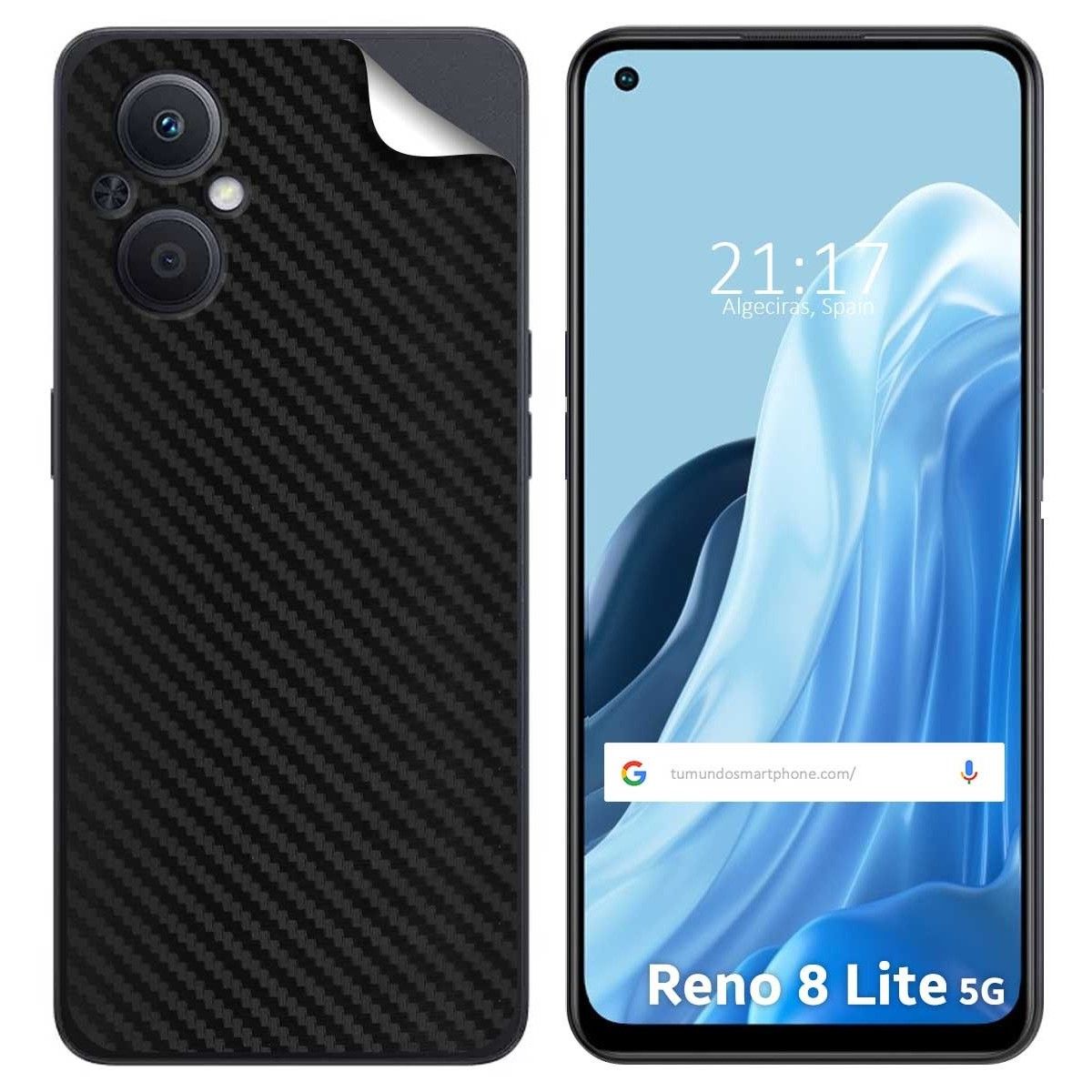 Pegatina Vinilo Autoadhesiva Textura Carbono para Oppo Reno 8 Lite 5G