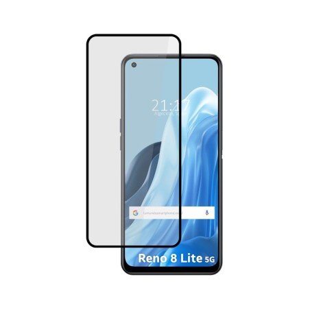 Protector Cristal Templado Completo 5D Full Glue Negro para Oppo Reno 8 Lite 5G Vidrio