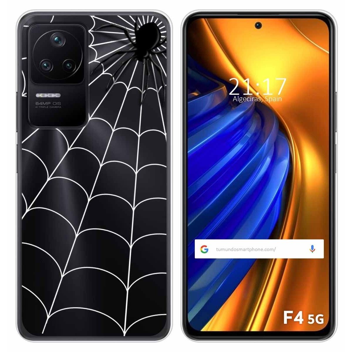 Funda Silicona Transparente para Xiaomi Poco F4 5G diseño Araña Dibujos