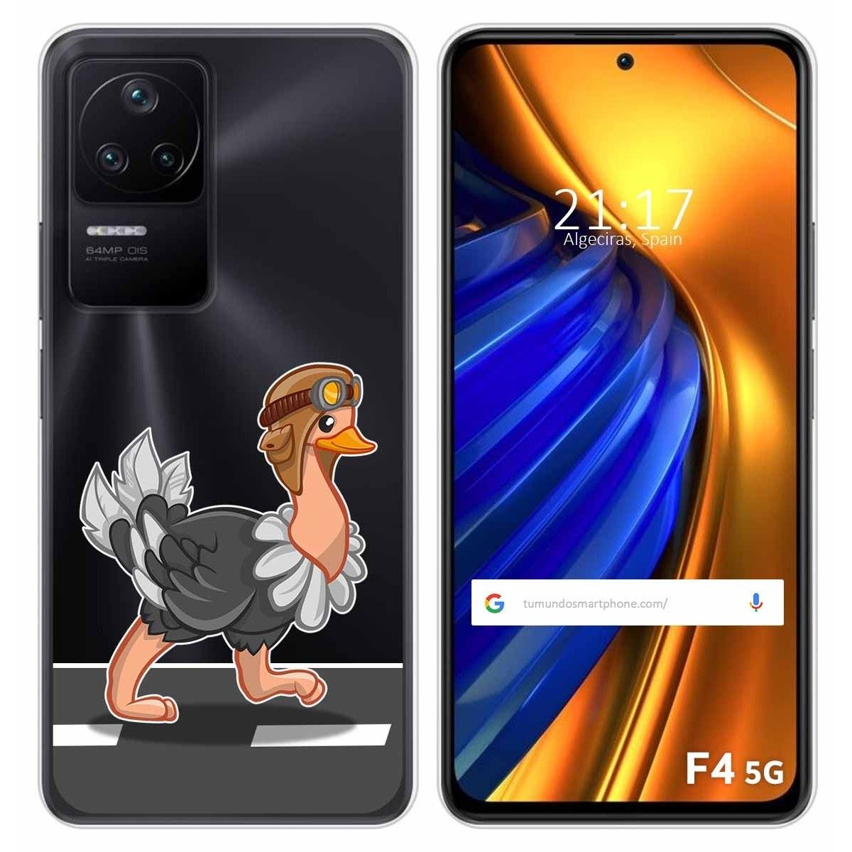 Funda Silicona Transparente para Xiaomi Poco F4 5G diseño Avestruz Dibujos