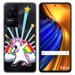 Funda Silicona Transparente para Xiaomi Poco F4 5G diseño Unicornio Dibujos