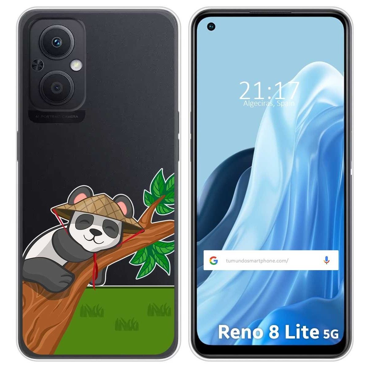 Funda Silicona Transparente para Oppo Reno 8 Lite 5G diseño Panda Dibujos