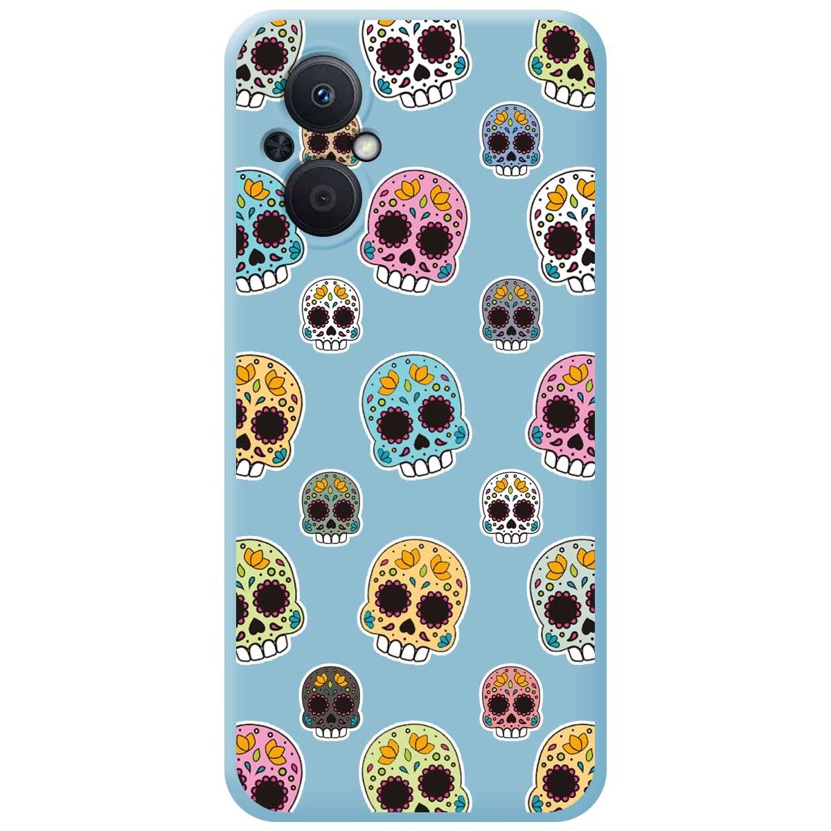 Funda Silicona Líquida Azul para Oppo Reno 8 Lite 5G diseño Catrina Dibujos