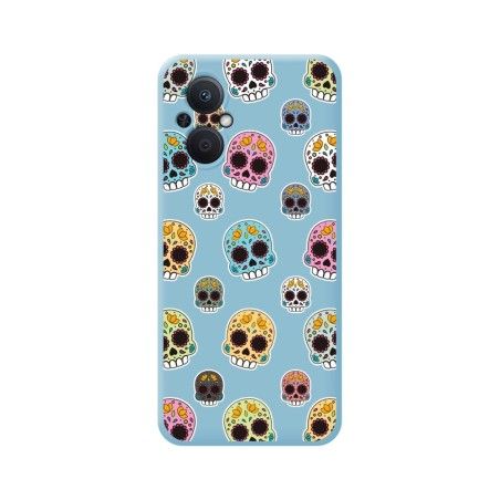 Funda Silicona Líquida Azul para Oppo Reno 8 Lite 5G diseño Catrina Dibujos