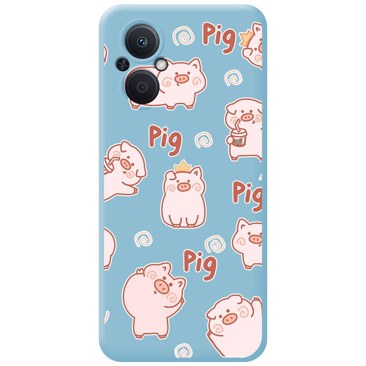 Funda Silicona Líquida Azul para Oppo Reno 8 Lite 5G diseño Cerdos Dibujos