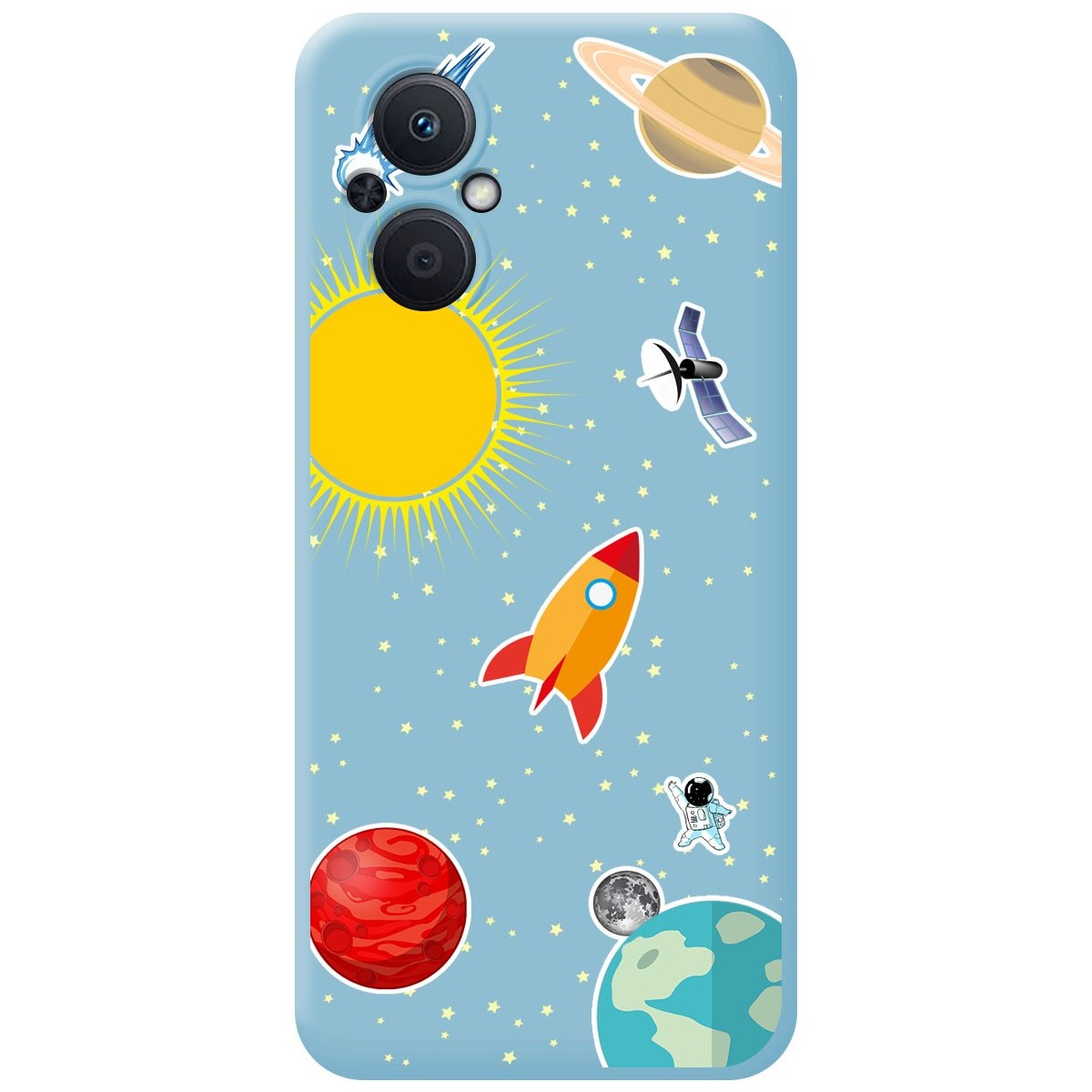 Funda Silicona Líquida Azul para Oppo Reno 8 Lite 5G diseño Espacio Dibujos