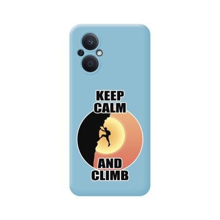 Funda Silicona Líquida Azul para Oppo Reno 8 Lite 5G diseño Hombre Escalada Dibujos