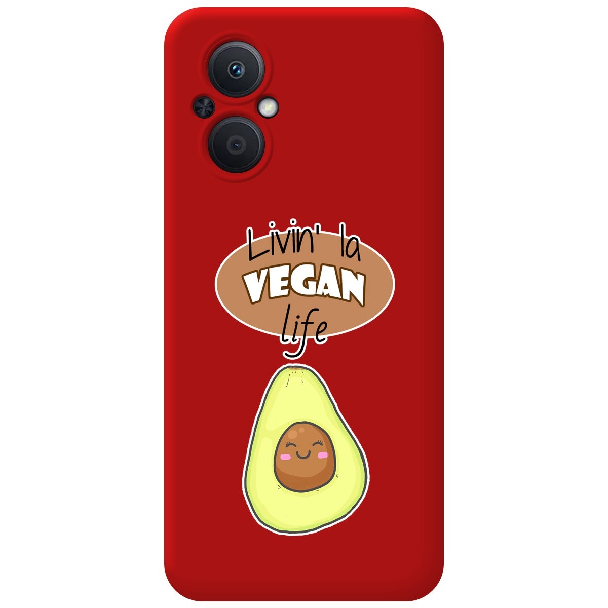 Funda Silicona Líquida Roja para Oppo Reno 8 Lite 5G diseño Vegan Life Dibujos