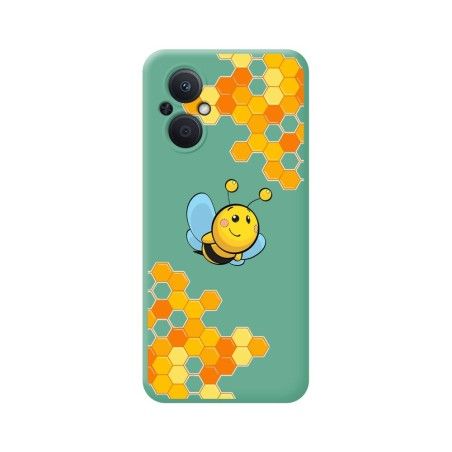 Funda Silicona Líquida Verde para Oppo Reno 8 Lite 5G diseño Abeja Dibujos