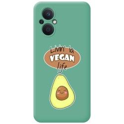 Funda Silicona Líquida Verde para Oppo Reno 8 Lite 5G diseño Vegan Life Dibujos