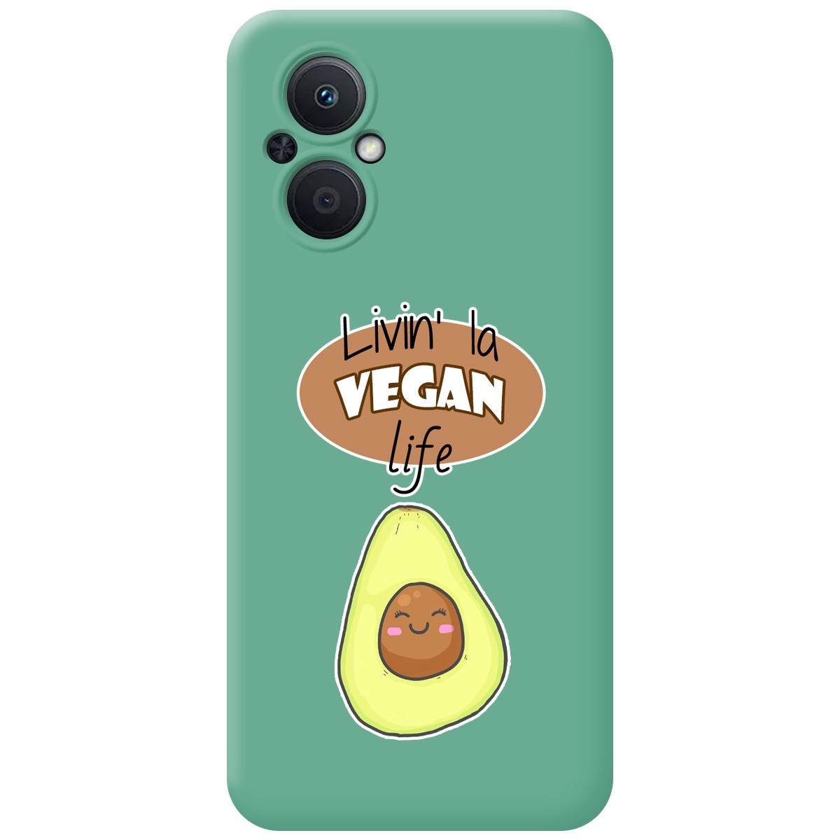 Funda Silicona Líquida Verde para Oppo Reno 8 Lite 5G diseño Vegan Life Dibujos