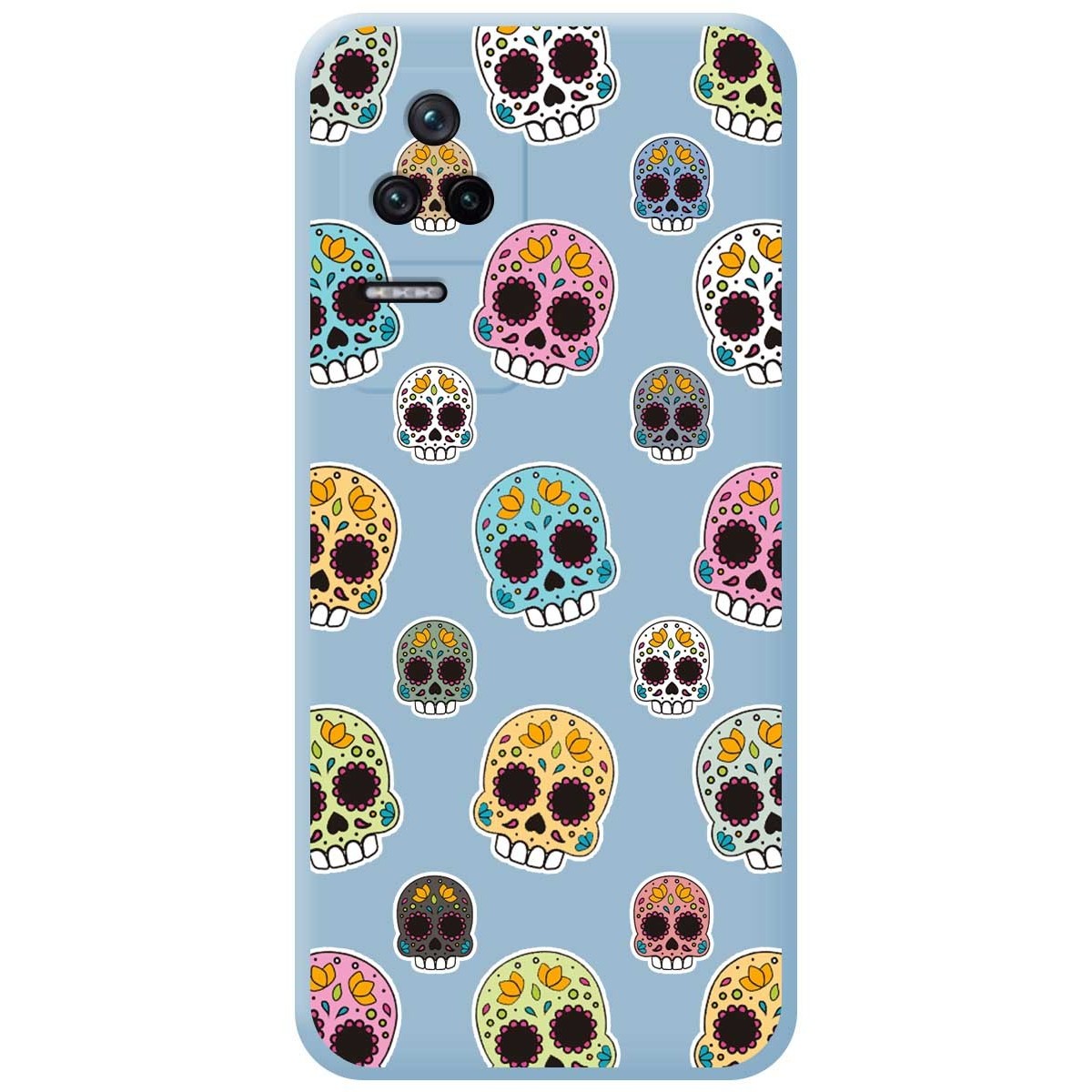 Funda Silicona Líquida Azul para Xiaomi Poco F4 5G diseño Catrina Dibujos