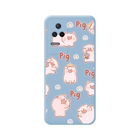 Funda Silicona Líquida Azul para Xiaomi Poco F4 5G diseño Cerdos Dibujos