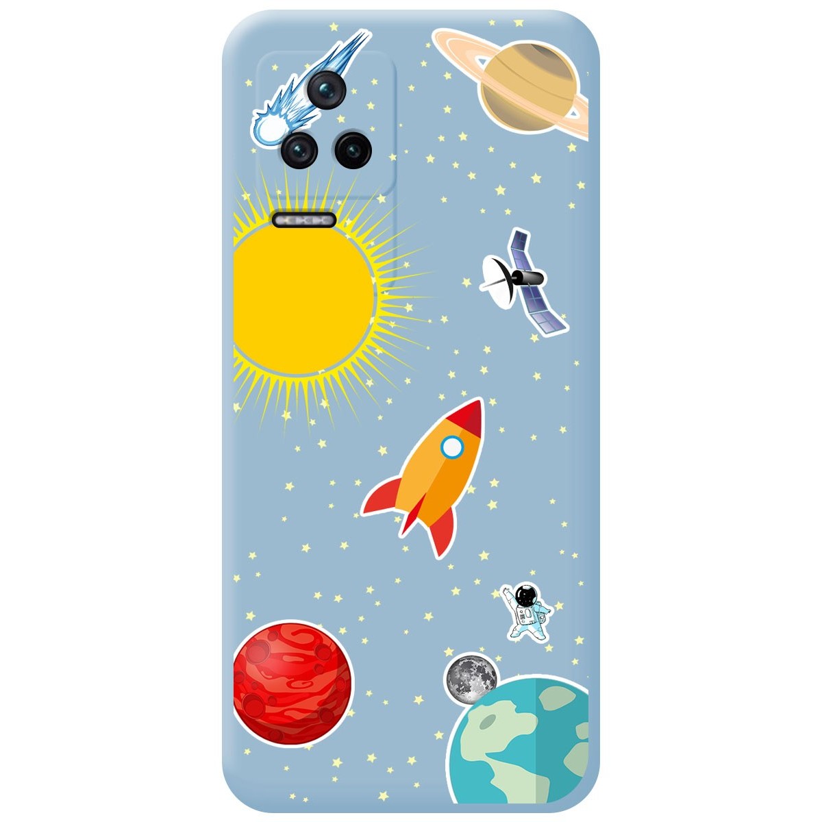 Funda Silicona Líquida Azul para Xiaomi Poco F4 5G diseño Espacio Dibujos