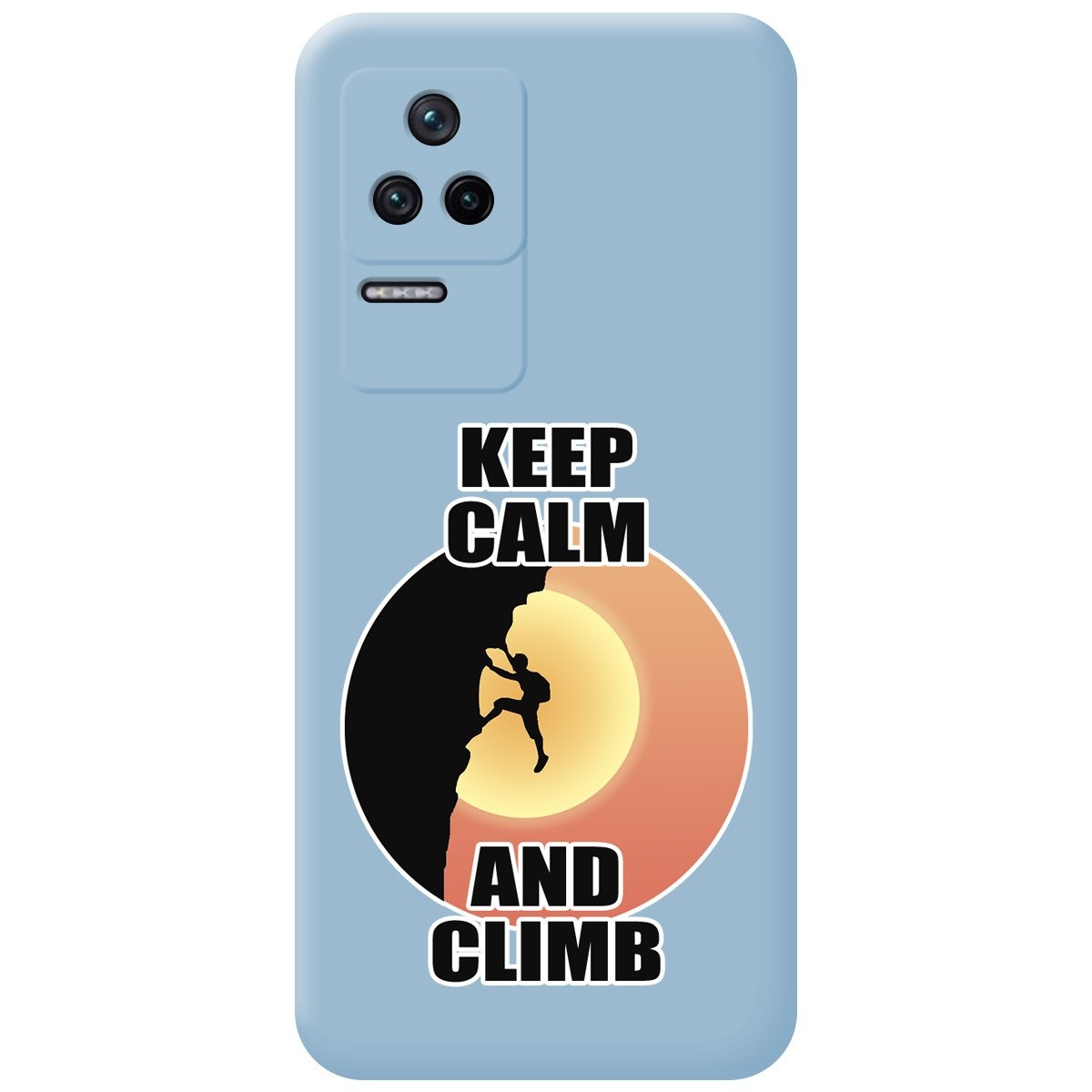 Funda Silicona Líquida Azul para Xiaomi Poco F4 5G diseño Hombre Escalada Dibujos