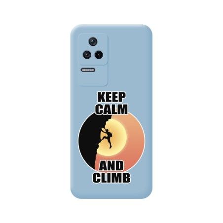 Funda Silicona Líquida Azul para Xiaomi Poco F4 5G diseño Hombre Escalada Dibujos