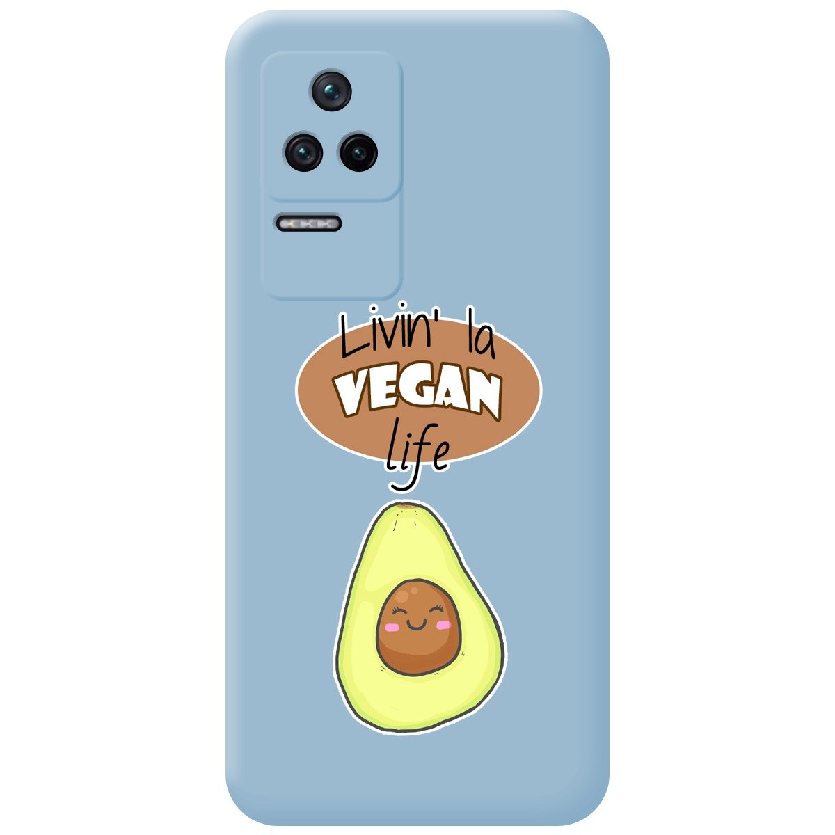 Funda Silicona Líquida Azul para Xiaomi Poco F4 5G diseño Vegan Life Dibujos