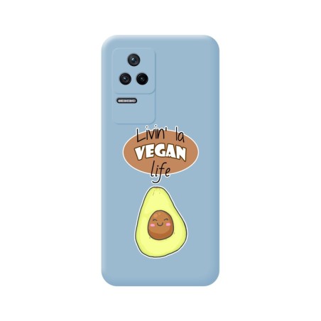Funda Silicona Líquida Azul para Xiaomi Poco F4 5G diseño Vegan Life Dibujos