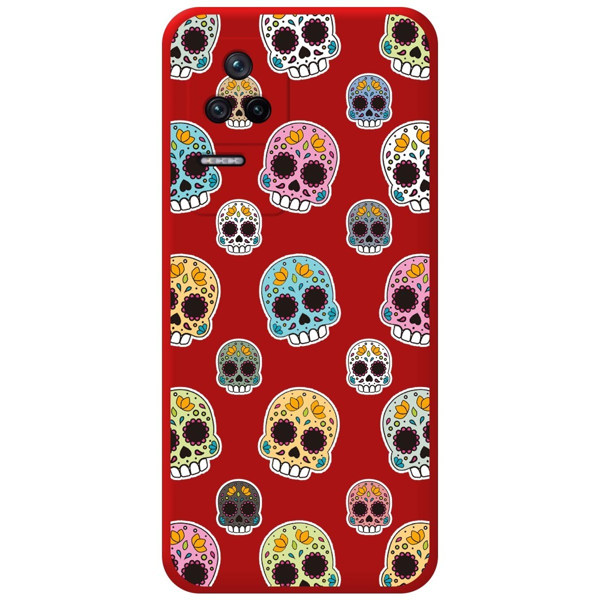 Funda Silicona Líquida Roja para Xiaomi Poco F4 5G diseño Catrina Dibujos