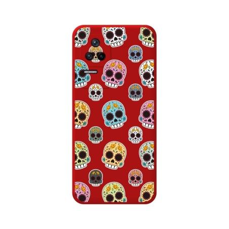 Funda Silicona Líquida Roja para Xiaomi Poco F4 5G diseño Catrina Dibujos