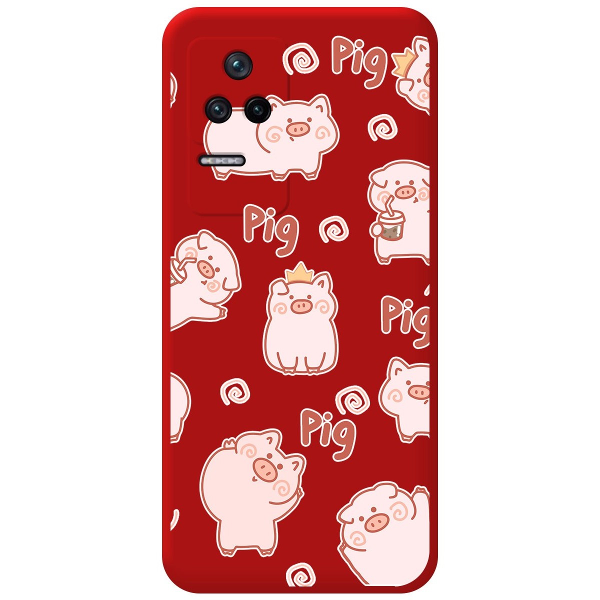 Funda Silicona Líquida Roja para Xiaomi Poco F4 5G diseño Cerdos Dibujos