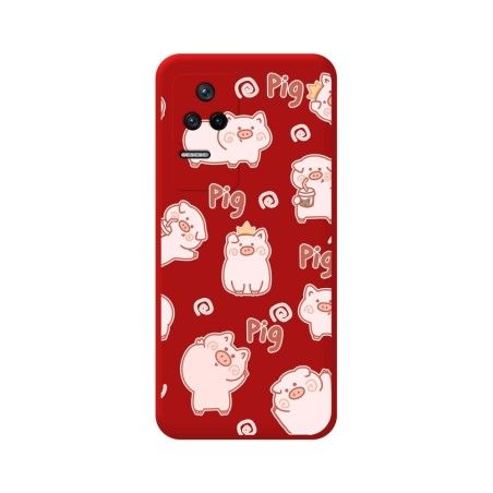 Funda Silicona Líquida Roja para Xiaomi Poco F4 5G diseño Cerdos Dibujos