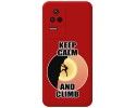 Funda Silicona Líquida Roja para Xiaomi Poco F4 5G diseño Hombre Escalada Dibujos
