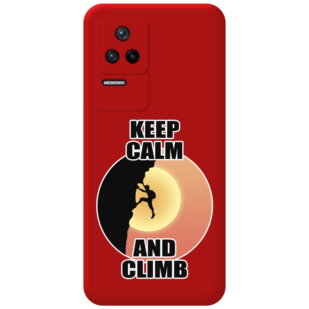 Funda Silicona Líquida Roja para Xiaomi Poco F4 5G diseño Hombre Escalada Dibujos