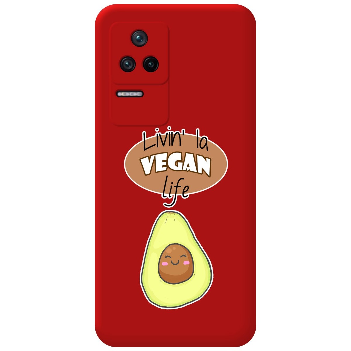 Funda Silicona Líquida Roja para Xiaomi Poco F4 5G diseño Vegan Life Dibujos