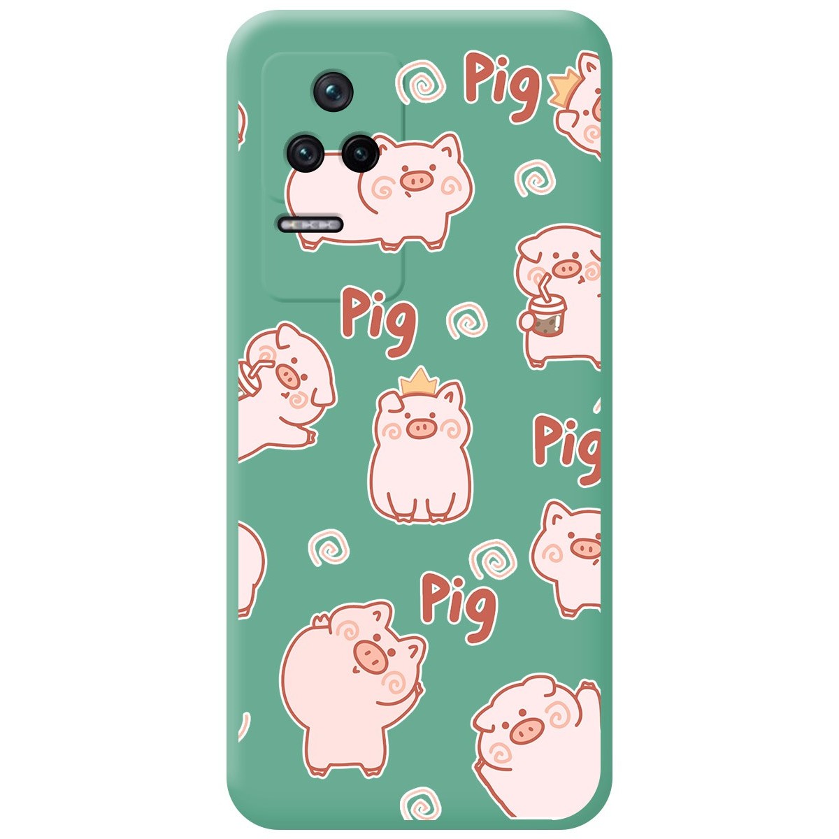 Funda Silicona Líquida Verde para Xiaomi Poco F4 5G diseño Cerdos Dibujos