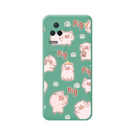 Funda Silicona Líquida Verde para Xiaomi Poco F4 5G diseño Cerdos Dibujos