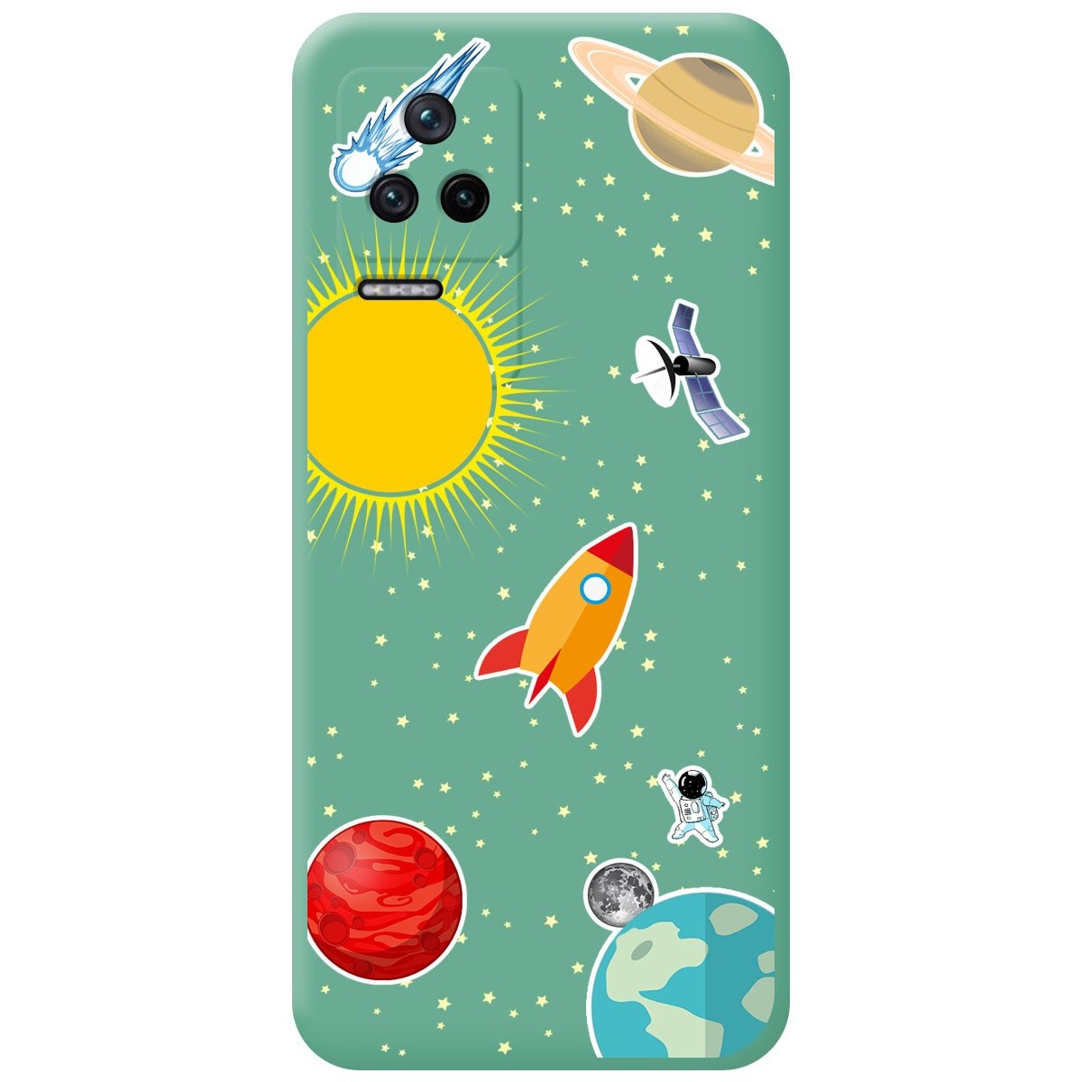Funda Silicona Líquida Verde para Xiaomi Poco F4 5G diseño Espacio Dibujos