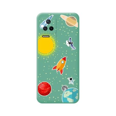 Funda Silicona Líquida Verde para Xiaomi Poco F4 5G diseño Espacio Dibujos