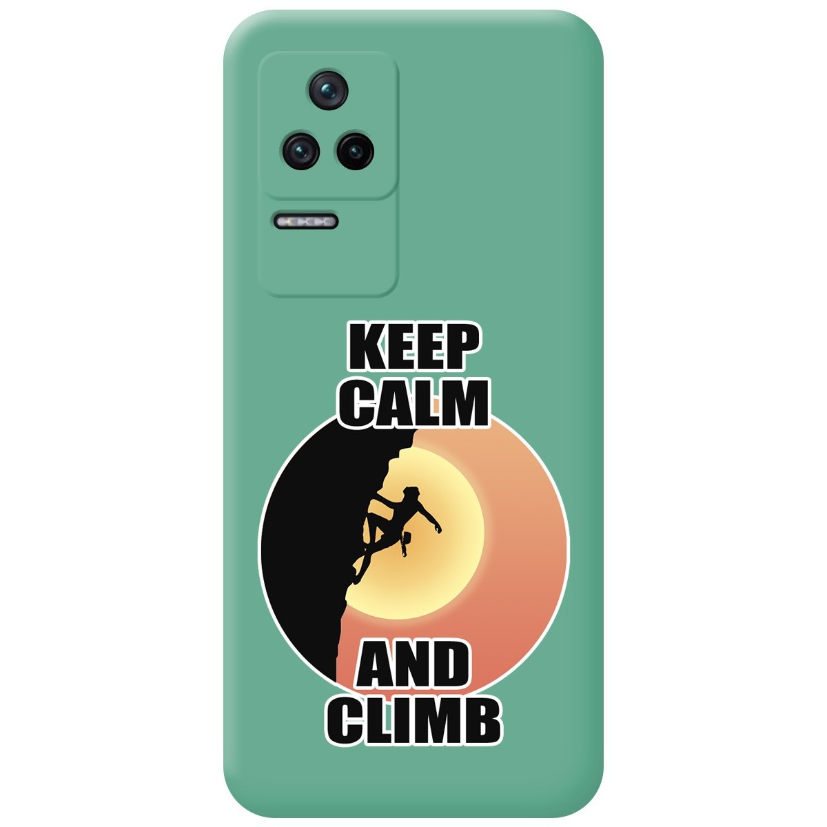 Funda Silicona Líquida Verde para Xiaomi Poco F4 5G diseño Mujer Escalada Dibujos