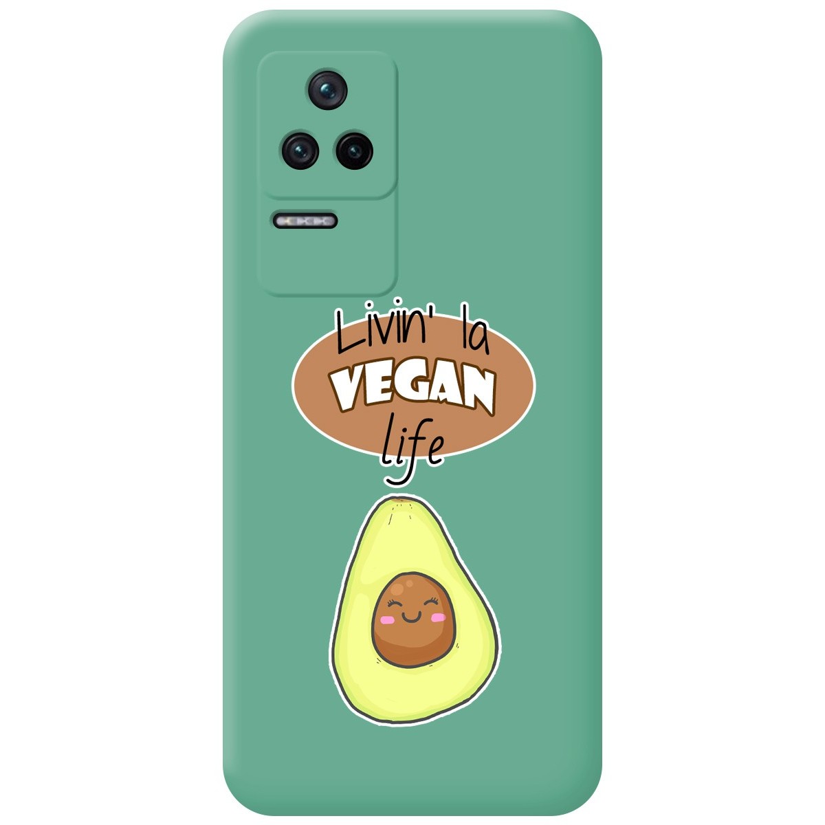 Funda Silicona Líquida Verde para Xiaomi Poco F4 5G diseño Vegan Life Dibujos