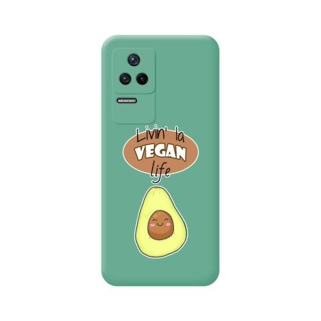 Funda Silicona Líquida Verde para Xiaomi Poco F4 5G diseño Vegan Life Dibujos