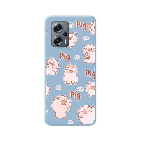 Funda Silicona Líquida Azul para Xiaomi Poco X4 GT 5G diseño Cerdos Dibujos