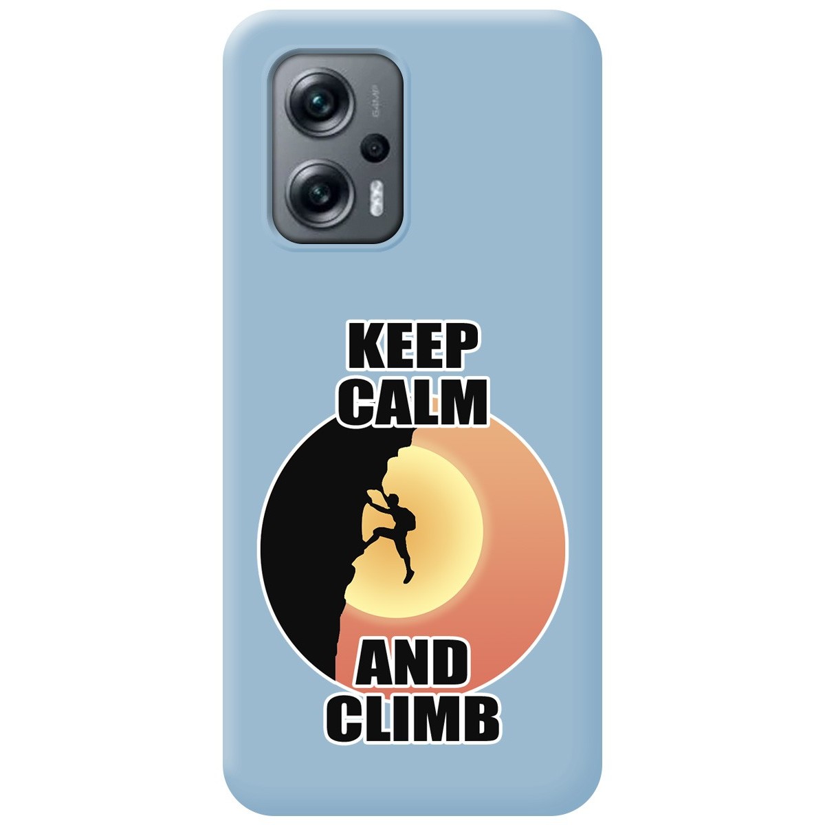 Funda Silicona Líquida Azul para Xiaomi Poco X4 GT 5G diseño Hombre Escalada Dibujos