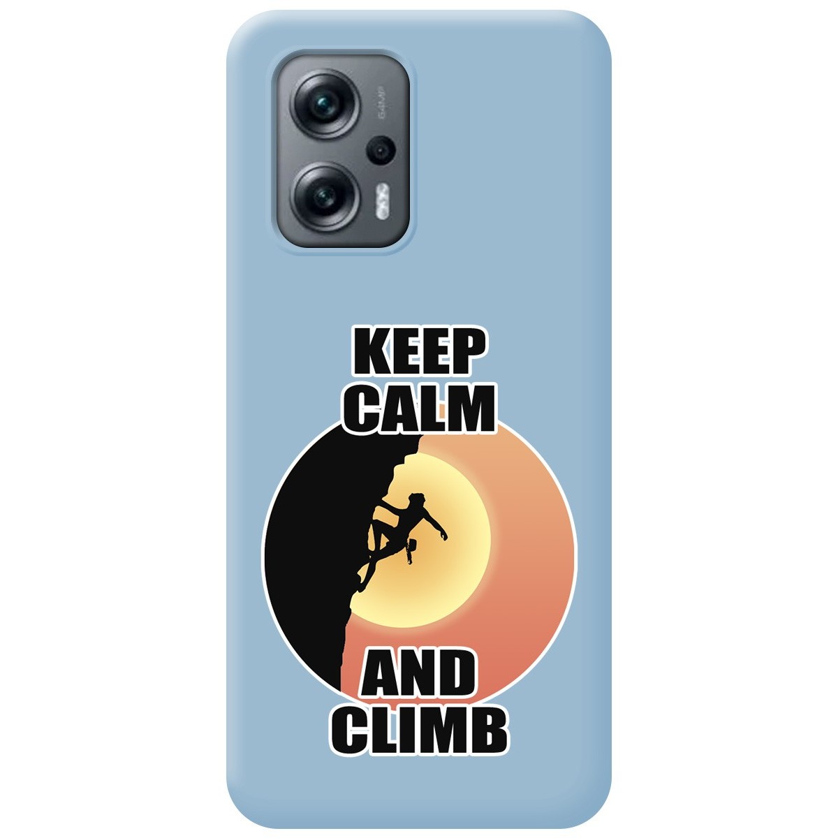 Funda Silicona Líquida Azul para Xiaomi Poco X4 GT 5G diseño Mujer Escalada Dibujos