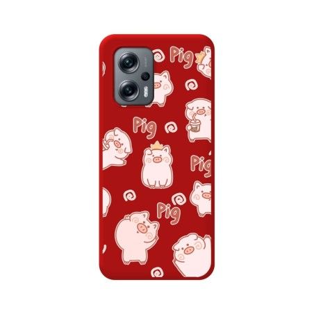 Funda Silicona Líquida Roja para Xiaomi Poco X4 GT 5G diseño Cerdos Dibujos
