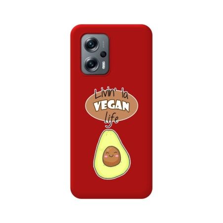 Funda Silicona Líquida Roja para Xiaomi Poco X4 GT 5G diseño Vegan Life Dibujos