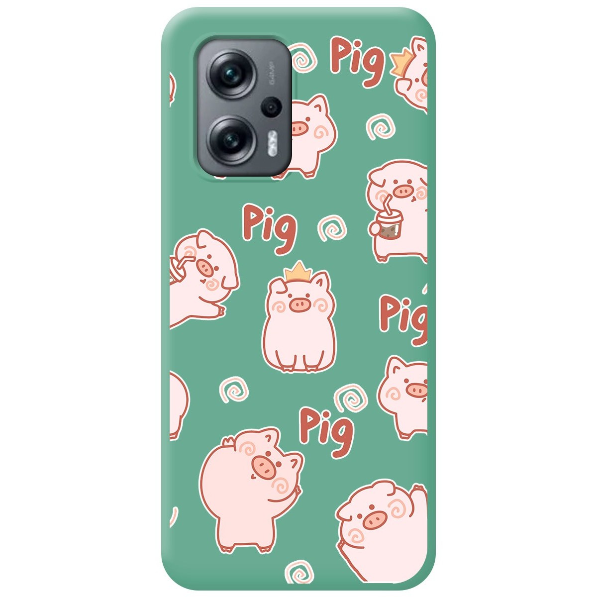Funda Silicona Líquida Verde para Xiaomi Poco X4 GT 5G diseño Cerdos Dibujos