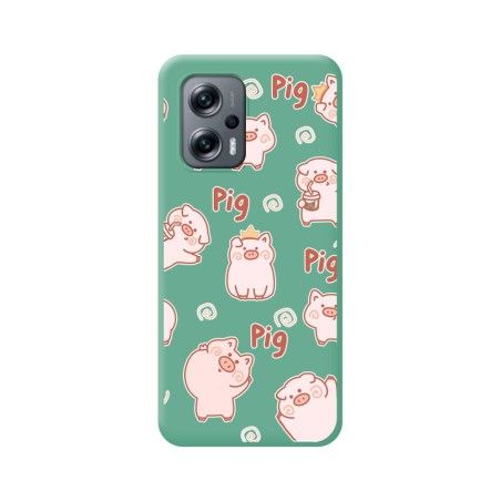 Funda Silicona Líquida Verde para Xiaomi Poco X4 GT 5G diseño Cerdos Dibujos