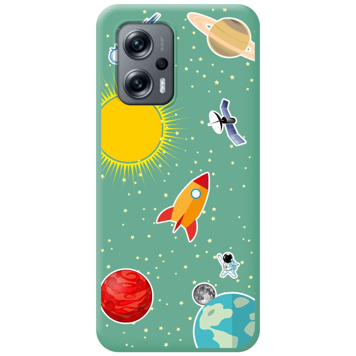 Funda Silicona Líquida Verde para Xiaomi Poco X4 GT 5G diseño Espacio Dibujos