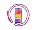 Funda Colgante Transparente para Samsung Galaxy M13 4G con Cordon Rosa Fucsia