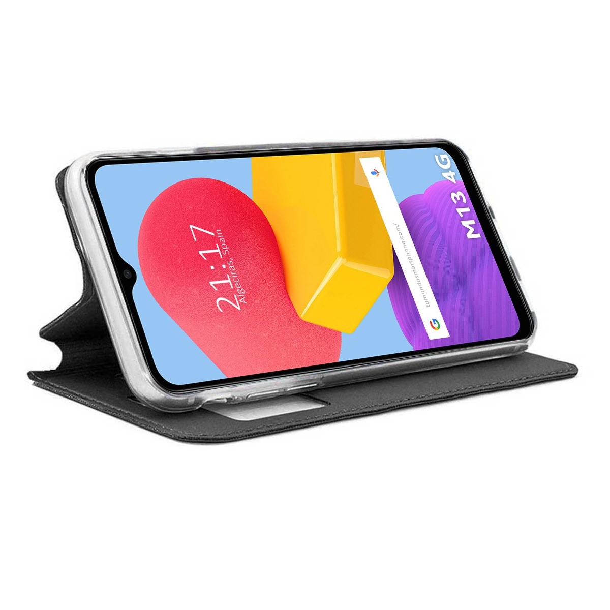 Funda Libro Soporte con Ventana para Samsung Galaxy M13 4G Color Negra