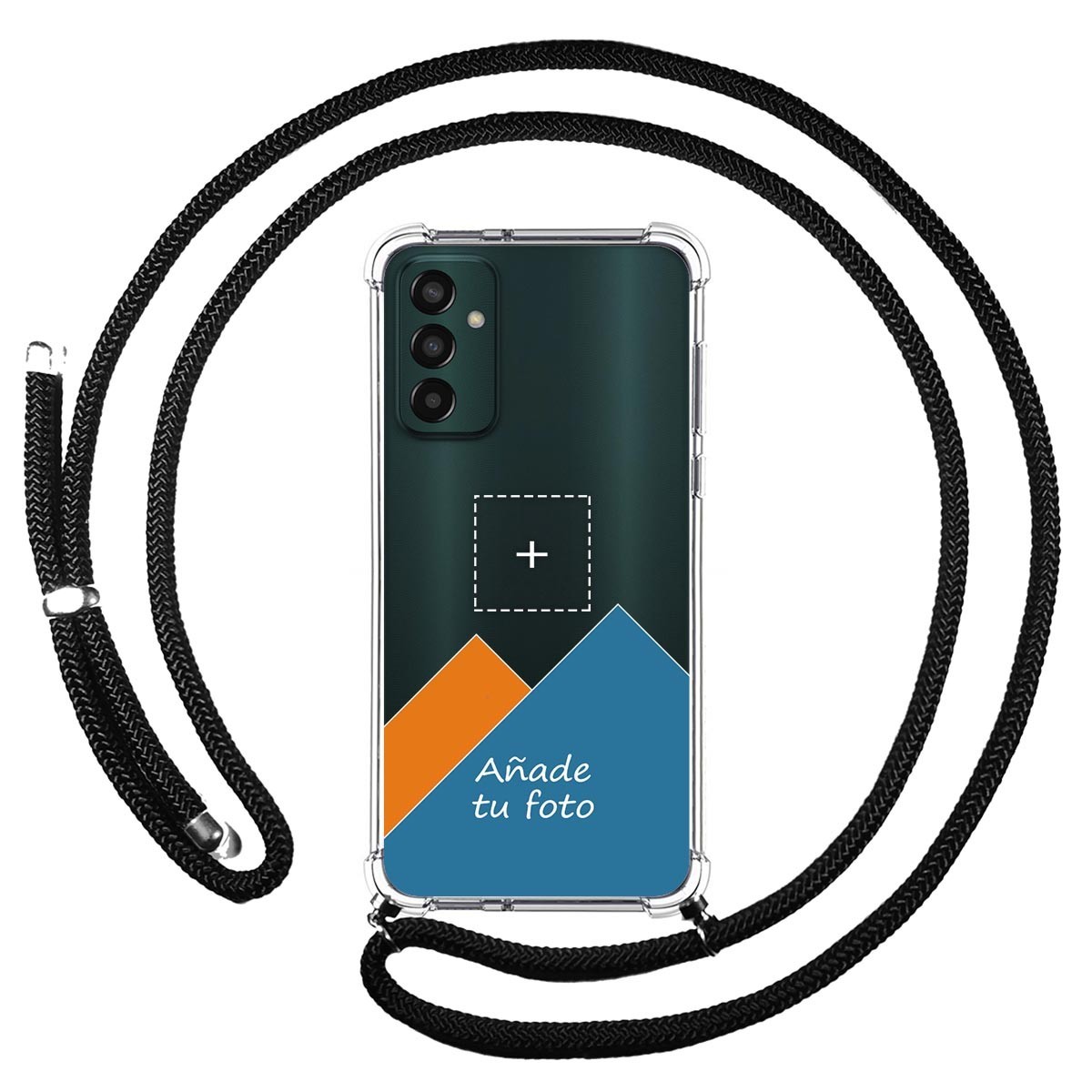 Personaliza tu Funda Colgante Transparente para Samsung Galaxy M13 4G con Cordon Negro Dibujo Personalizada