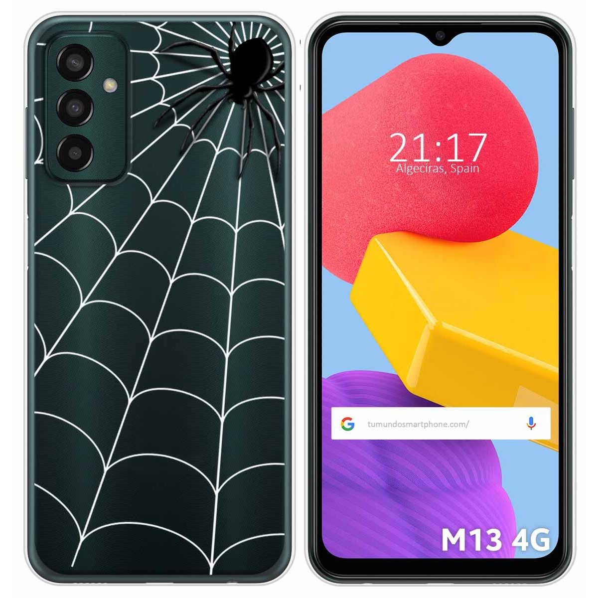 Funda Silicona Transparente para Samsung Galaxy M13 4G diseño Araña Dibujos